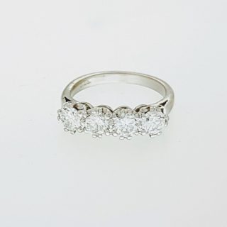 Platina vintage rijring met bolsjewiek geslepen diamanten #13294