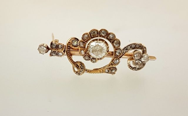 Antieke broche met roosdiamant #19811