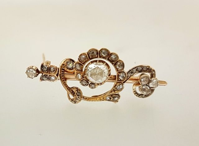 Antieke broche met roosdiamant #19811 - Afbeelding 2