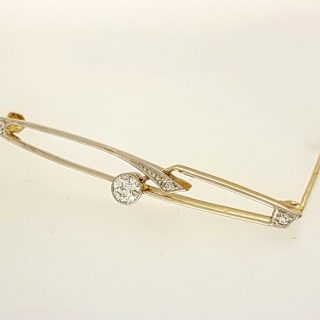 Gouden Art deco broche diamant , occasion #15363