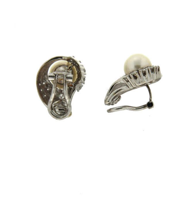 witgoud oorclips Parel/Diamant #12916 - Afbeelding 2