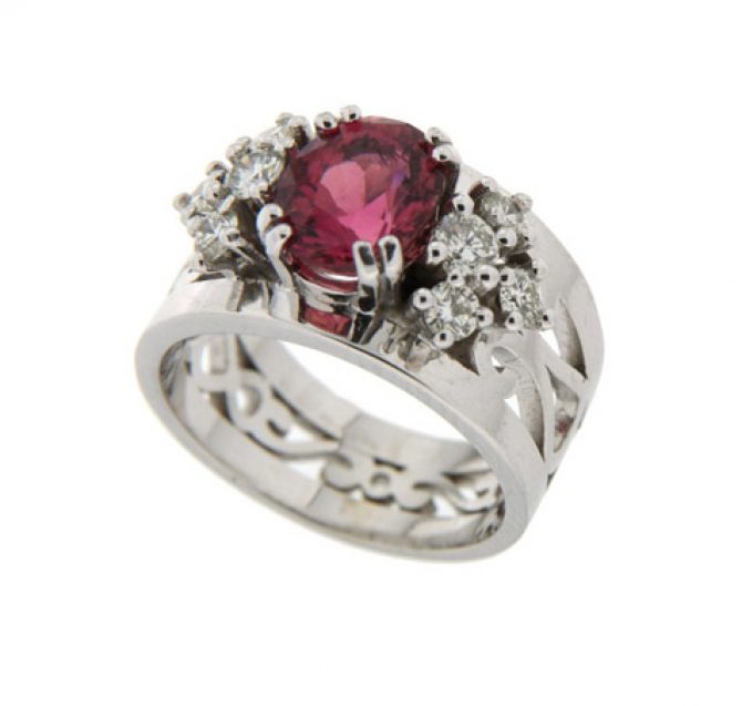 Ring met Diamant en Toermalijn