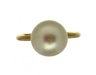 Geelgouden ring met grote parel #14750