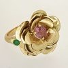 Gouden roos ring met roze saffier/smaragd #21340