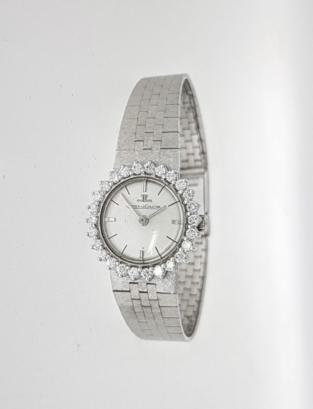 Witgouden Jaeger le Coultre horloge met diamant, vintage #20947 - Afbeelding 2