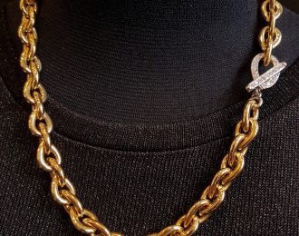 18 Karaat gouden schakel collier ”Passionato” met briljanten in het slot