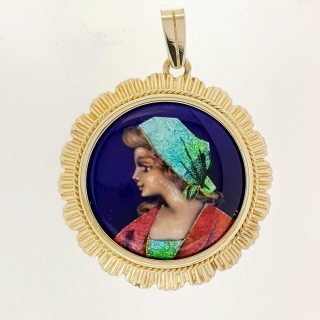 Gouden hanger met emaille #21973