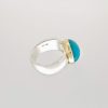 Zilveren ring met chalcedoon in gouden zetting. #14790 - Afbeelding 3