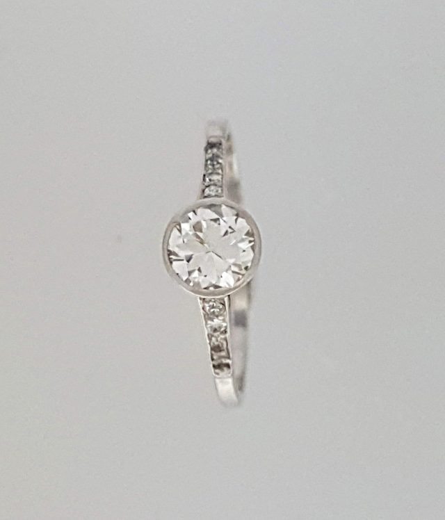 Platina ring met diamant. Occasion #22121 - Afbeelding 2