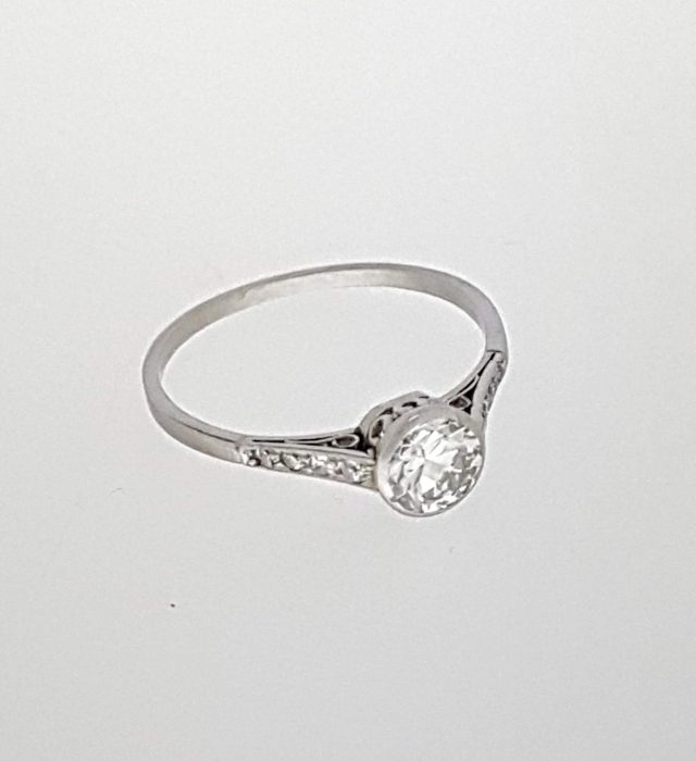 Platina ring met diamant. Occasion #22121