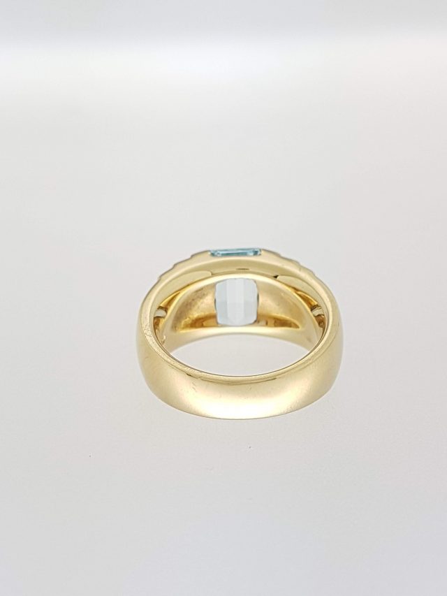 Gouden ring met aquamarijn. #2385 - Afbeelding 3