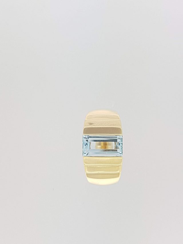 Gouden ring met aquamarijn. #2385 - Afbeelding 4