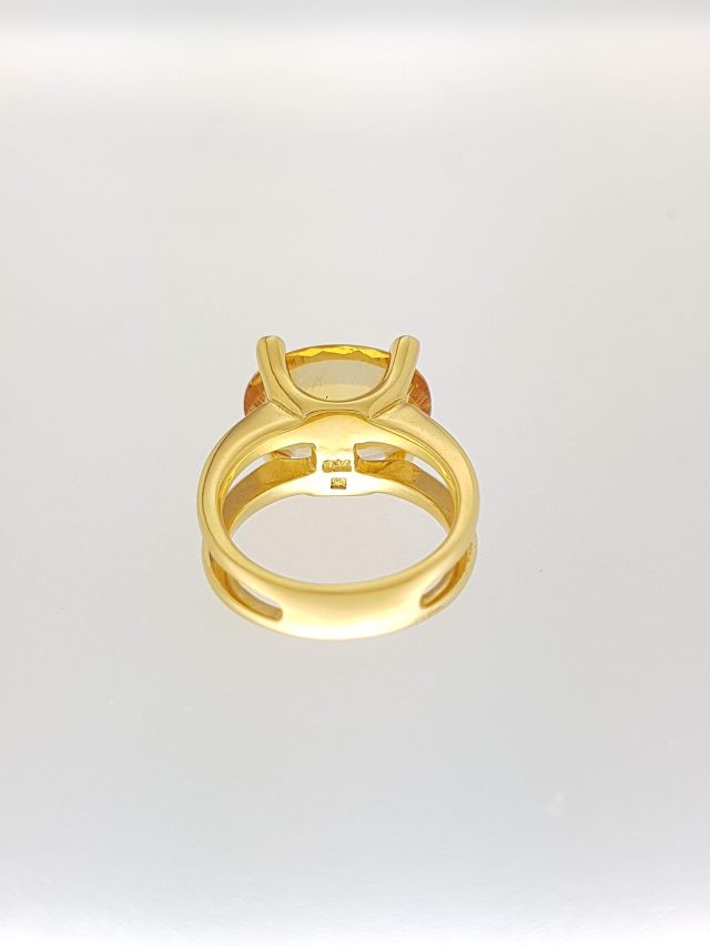 Geelgouden ring met citrien en diamant. #5436 - Afbeelding 3