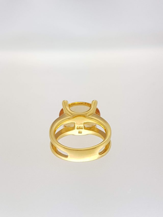 Geelgouden ring met citrien en diamant. #5436 - Afbeelding 4