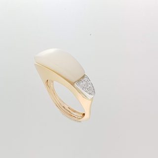 Geelgouden ring met diamant en Parelmoer #1463