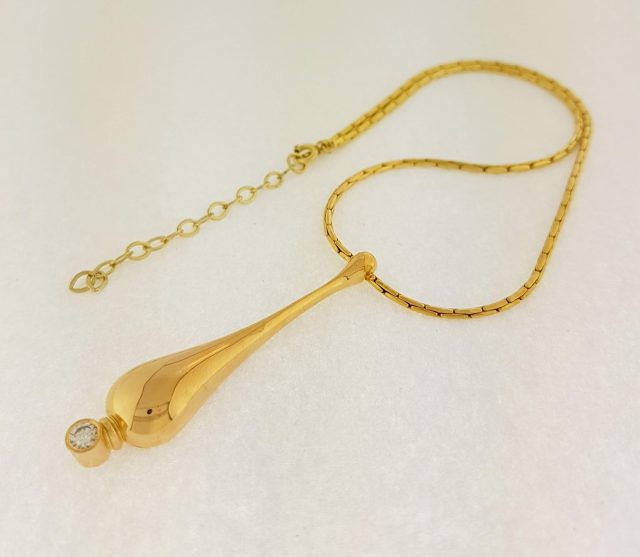 Vintage collier met diamanten hanger. #23197 - Afbeelding 3
