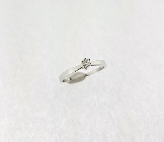 18 Karaat witgouden solitair ring met diamant. #20059