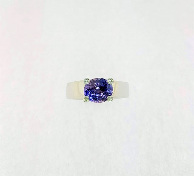 Witgouden ring met paarse saffier #19374 - Afbeelding 2