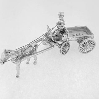 Zilveren miniatuur paard en wagen #22935