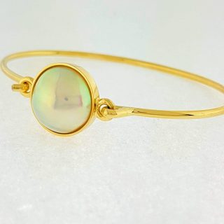 14 karaat gouden spang armband met Mabé parel. Handgemaakt. #23203