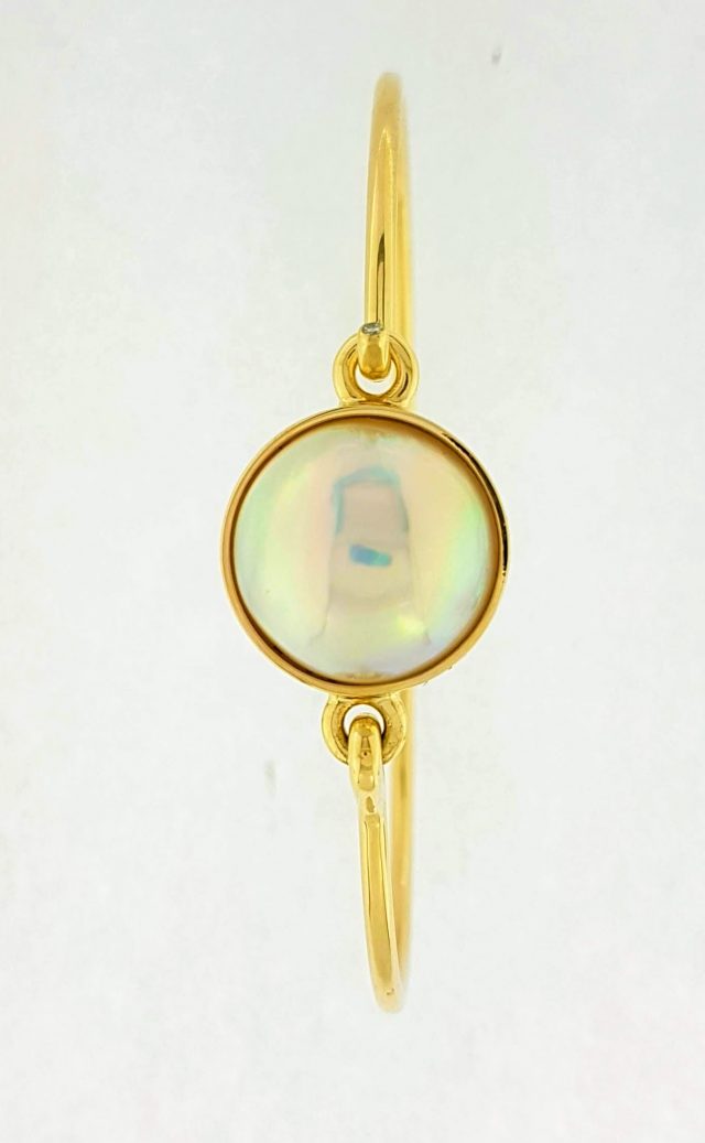 14 karaat gouden spang armband met Mabé parel. Handgemaakt. #23203 - Afbeelding 2