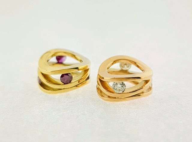 14 karaat roségouden Roll-over hanger met briljant geslepen diamant #23324 - Afbeelding 3