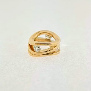14 karaat roségouden Roll-over hanger met briljant geslepen diamant #23324
