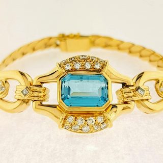 18 karaat gouden armband met Topaas en diamant #23367