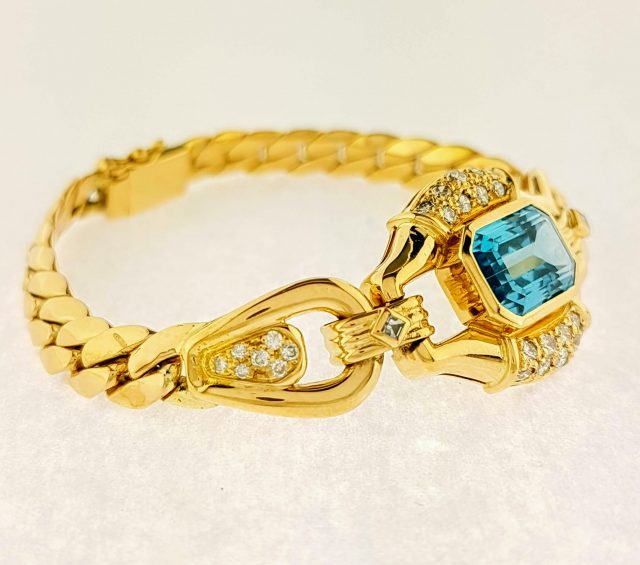 18 karaat gouden armband met Topaas en diamant #23367 - Afbeelding 2