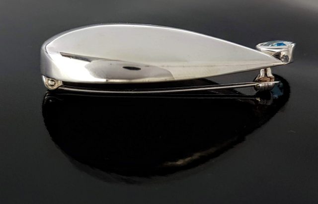 Zilveren broche met topaas, handgemaakt unicum, #4020 - Afbeelding 2