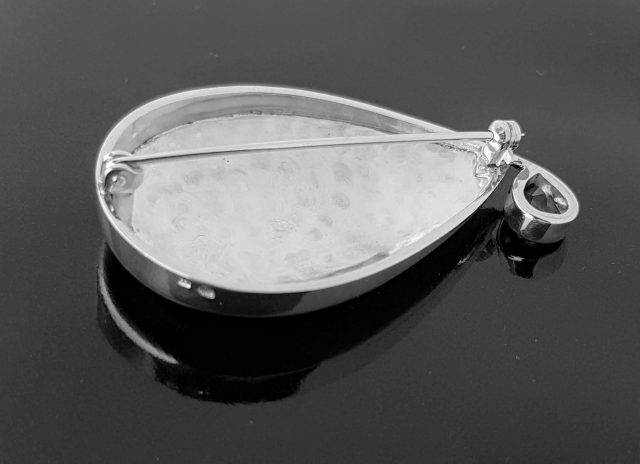 Zilveren broche met topaas, handgemaakt unicum, #4020 - Afbeelding 4
