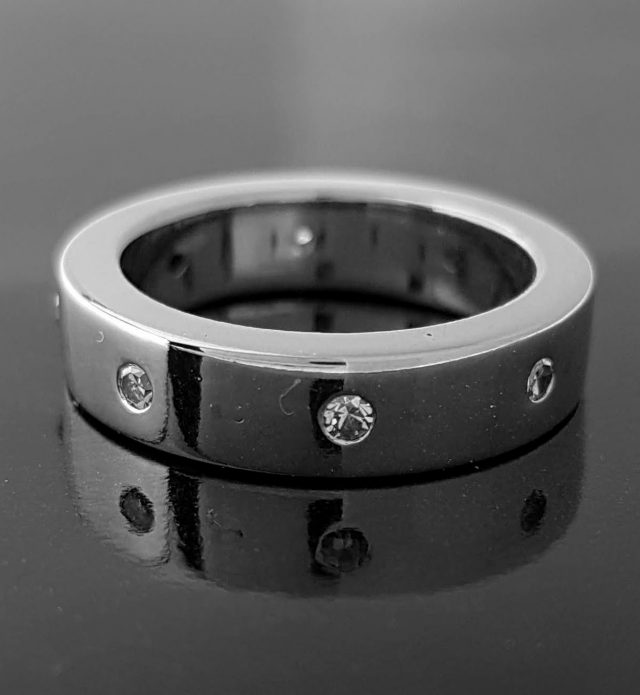 18 Karaat witgouden vintage ring met diamant #23406 - Afbeelding 3