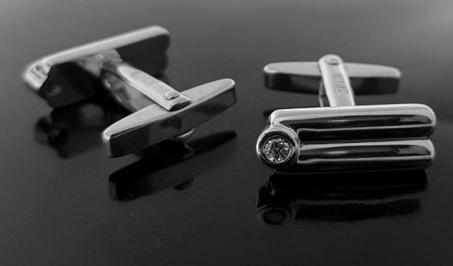 Zilveren manchetknopen met Cubic Zirkonia #1814 - Afbeelding 2