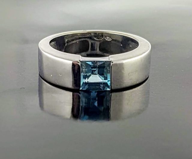 14 Karaat witgouden ring met vierkante Aquamarijn #11130 - Afbeelding 5