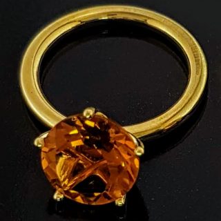 14 Karaat geelgouden ring met Palmier Citrien genaamd Penta. #23529