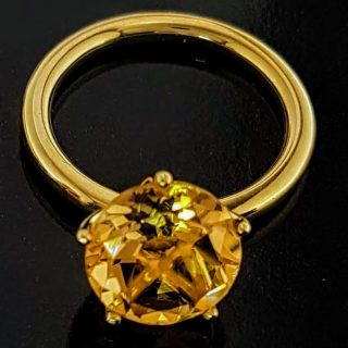 14 Karaat geelgouden ring met Champagne Citrien genaamd Penta. #23530