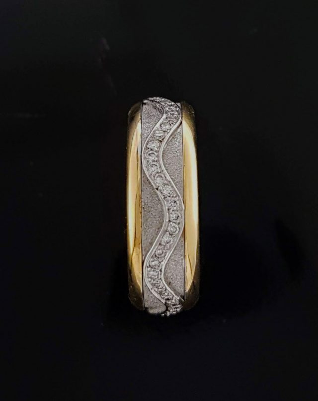 Gouden Spinnerring met diamantjes #4183 - Afbeelding 3