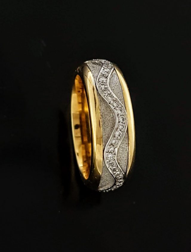 Gouden Spinnerring met diamantjes #4183 - Afbeelding 2