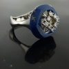 Witgouden ring met Lapis en diamantjes #23580