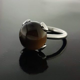 Witgouden ring met rookkwarts #22902