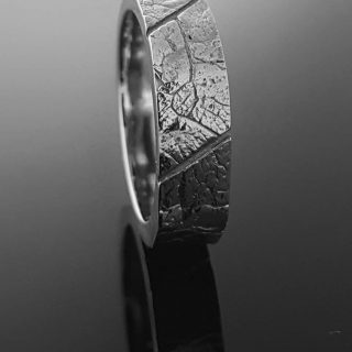 Witgouden ring met bladmotief. #21777