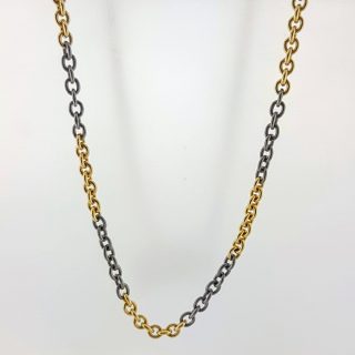 14 karaat geelgoud ketting in combi met titanium schakels #0064