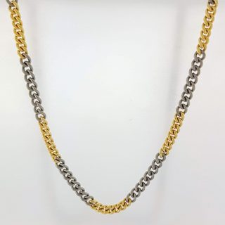 Gourmet collier met gouden en titanium schakels. #0065