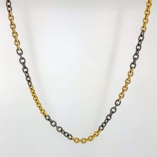 Ketting met gouden en titanium schakels #0063