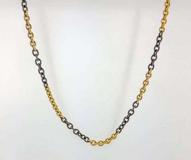 Ketting met gouden en titanium schakels #0063