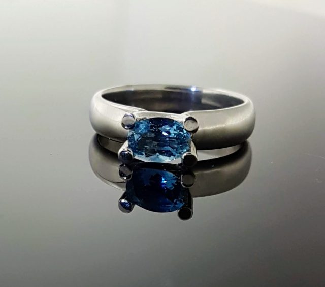 14 karaat witgouden ring met aquamarijn #10767 - Afbeelding 2