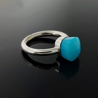 14 karaat witgouden ring met turquoise kleurige Agaat #21747