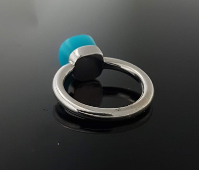 14 karaat witgouden ring met turquoise kleurige Agaat #21747 - Afbeelding 4
