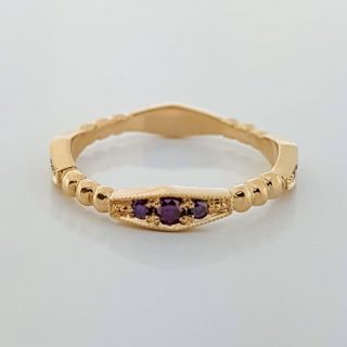 14 karaat rosé gouden ring met purple diamantjes #23700