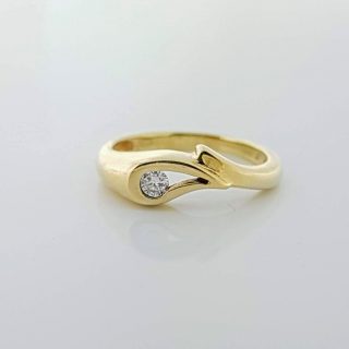 14 karaat geelgouden occasion diamantring @21376